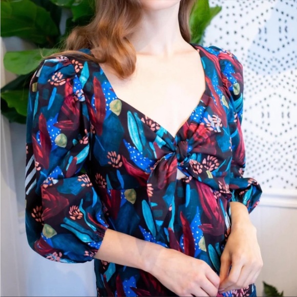 NWT Eva Franco Anthropologie Tropical Blouse Size 6 - Picture 3 of 7